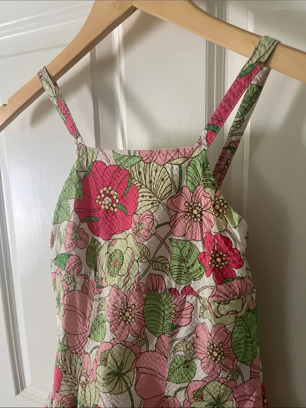 VINTAGE Gap Floral Tropical swing summer sun dress seersucker cotton Sz 3T